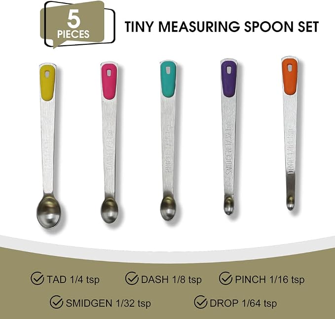 2Pack Mini Measuring Spoons Set, Tiny Stainless Steel Measure Teaspoons - Image 2