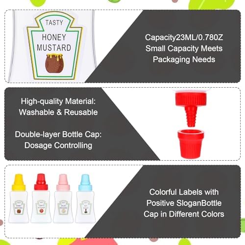 YUXIANLB 4Pcs Mini Ketchup Bottles, 25ml Small Condiment Squeeze