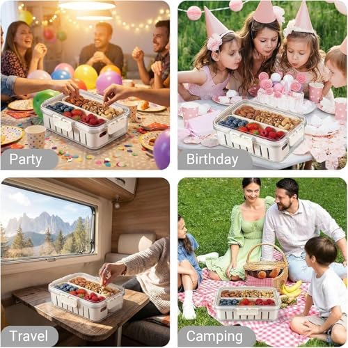 Snack Tray With Lid Portable Veggie Charcuterie Container