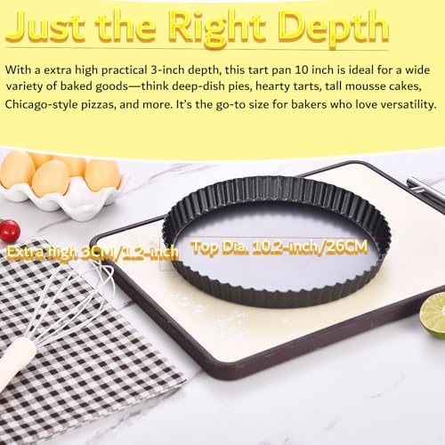 10 Inch Nonstick Tart Pan with Removable Bottom, Carbon Steel Quiche