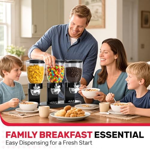 Triple Cereal Dispenser Countertop - 3 Pack 2L Black