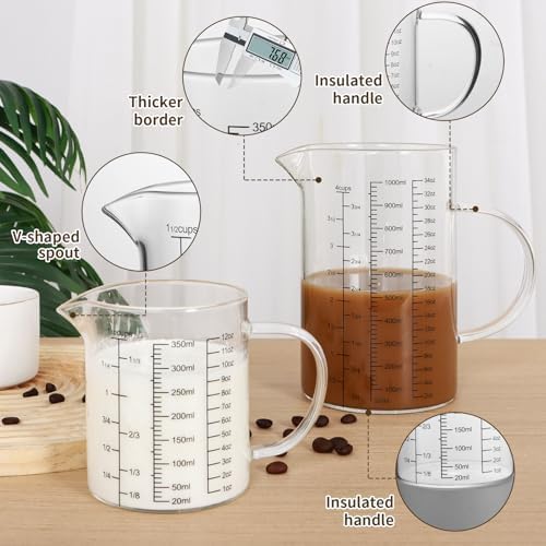 Glass Measuring Cup Set, 4-Cup/32oz (1000 ml) + 12oz (350 ml)