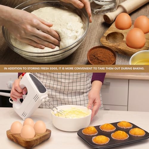4-Slot Wooden Egg Tray for Refrigerator