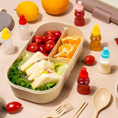 12Pcs Mini Condiment Squeeze Bottles, Small Sauce Containers for Lunch