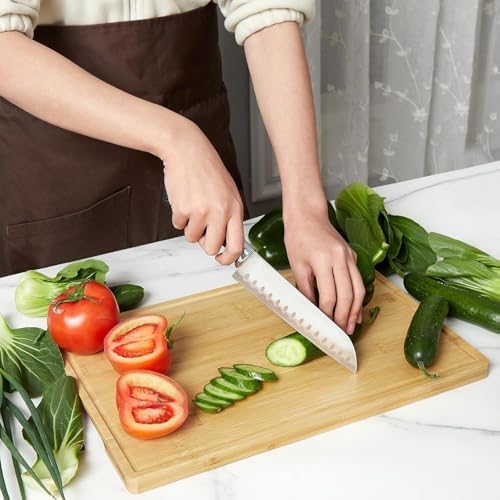 3-Piece Bamboo Cutting Board Set with Deep Juice Grooves & Built-In