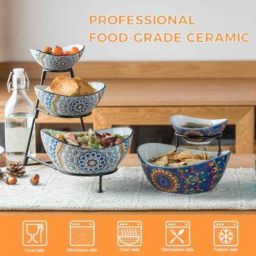 YHOSSEUN 3 Tier Serving Bowls, Serving Dishes for Entertaining Porcelain