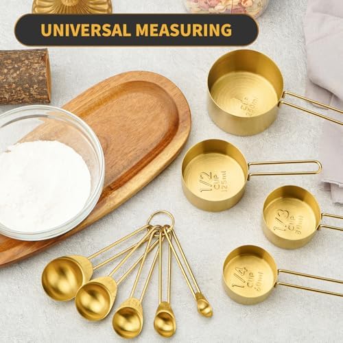 SHIKORI Stainless Steel Measuring Cups and Spoons Set of 9