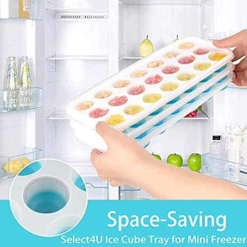Ice Cube Trays with Lids BPA Free, 4 Pack Easy Release Silicone Ice