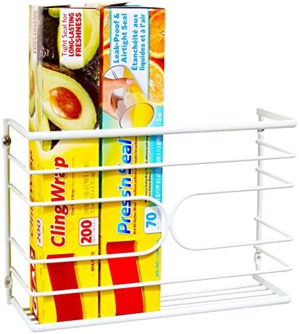 Deco Brothers Wall Mount Kitchen Wrap Organizer Rack, White
