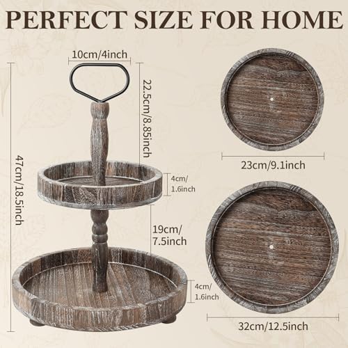 Horse Rustic Wooden Tiered Tray, 18.5x12.5 2 Tier Farmhouse Decor