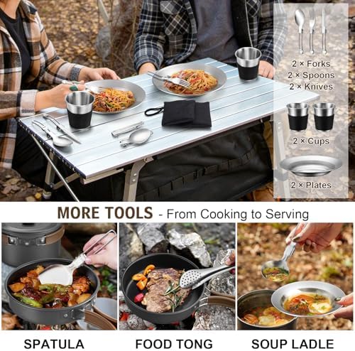 18Pcs Camping Cookware Cooking Set, Joyfair Camp Mess Kit with