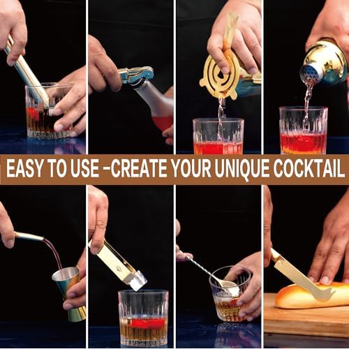 JNWINOG 12Pcs-Cocktail Shaker Set Stainless Steel Bartending Kit