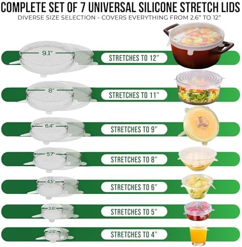 Reusable Silicone Stretch Lids, 7 Pack Food Covers