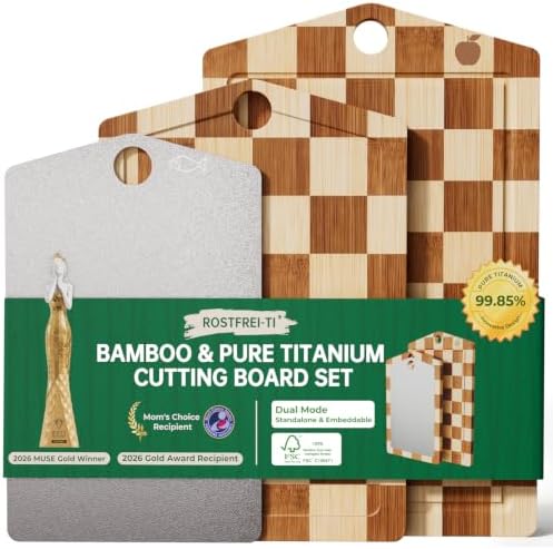 Pure Titanium Cutting Board, Bamboo Cutting Boards Set for Kitchen