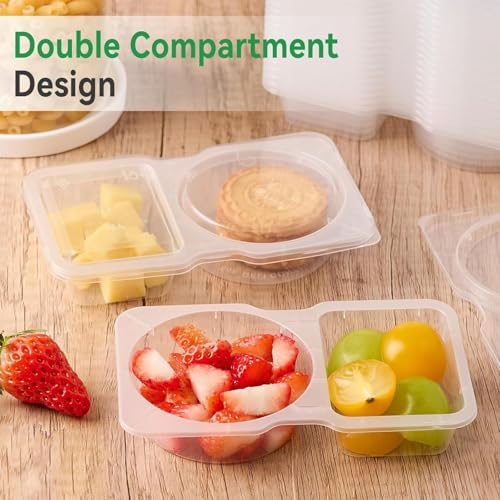 Reusable Snack Containers With Lids,2 Compartment Snackle Box