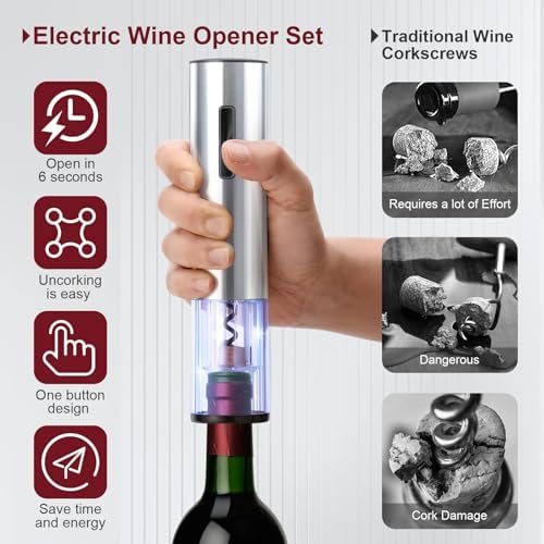Electric Wine Opener Set, Rechargeable Cordless Automatic Wine Bottle