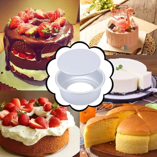 Bakeware Round Cake Pan 8”, 9.4” & 10.2” x 4” with Removable Bottom