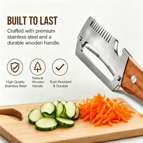 2 Pack Premium Vegetable Peeler with Wooden Handle and Bottle