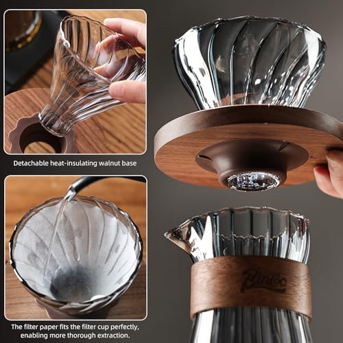 Bincoo Pour Over Coffee Maker Set - 500ML Glass Coffee Server Coffee