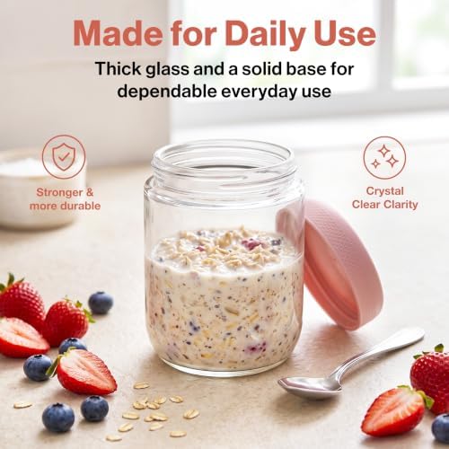 EDELHAUS Glass Overnight Oats Containers with Lids