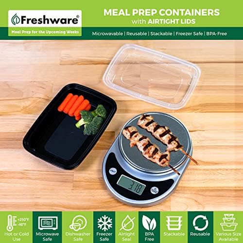 Freshware Meal Prep Containers [50 Pack] 1 Compartment Food Storage