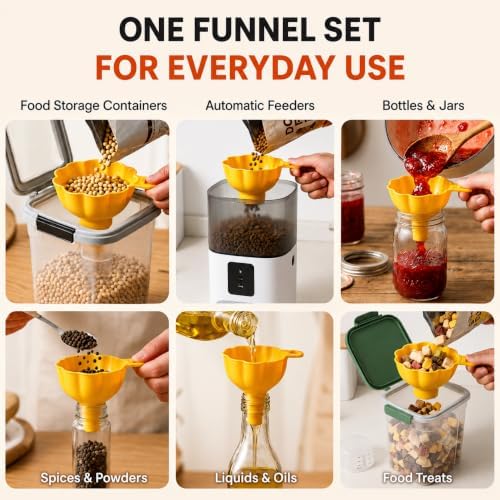 9 Pcs Kitchen Funnel Set, 5 Sizes, Wide & Narrow Mouth, 2 Filters, 2