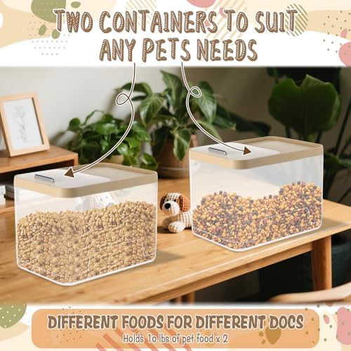CIEOVO 2 Pack Airtight Dog Food Storage Container, 10Lbs Clear Pet Dog