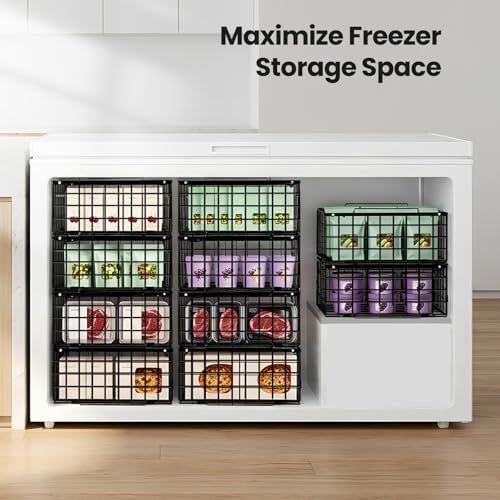 Stackable Metal Freezer Organizer Baskets