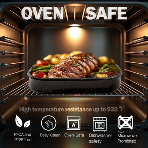 3-Pack Turkey Roasting Pans 17/15/13Inch Spotted Enamel Steel,Ovens