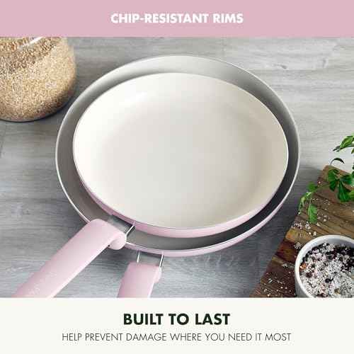 GreenPan Rio Advanced 10" and 12" Frying Pan Skillet Set, Ceramic Nonstick PFAS-Free Pans, Induction Ready, Dishwasher and Oven Safe, Pink