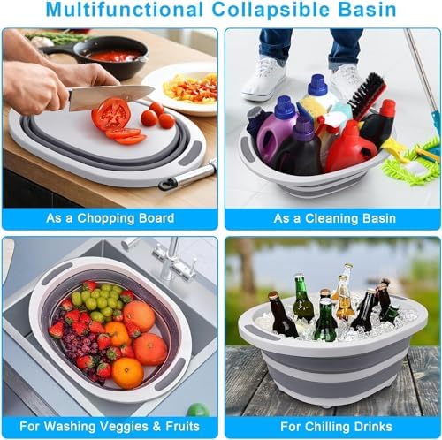Collapsible Wash Basin, 7.5L Dish Tub Sink Basin Folding Dish Pans for