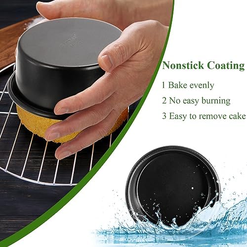 Yesland 4 Inch Mini Cake Pans Set of 6, Nonstick Round Baking Pans