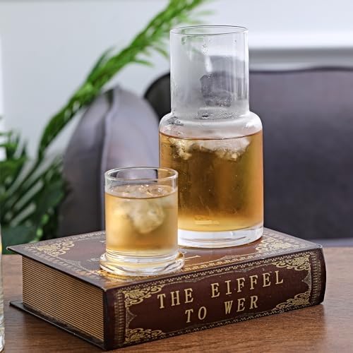 Bedside Water Carafe, Modern Night Water Pitcher with Glass Cup for