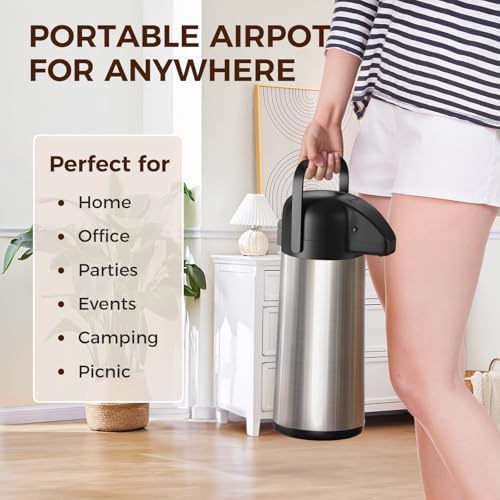 Coffee Carafe for Keeping Hot, 102OZ / 3L Airpot Coffee Dispenser with