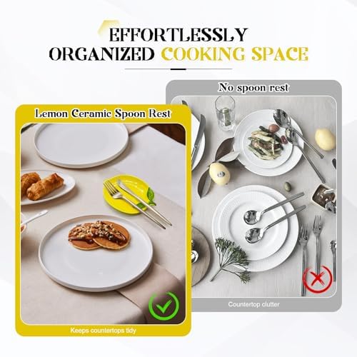 Lemon Spoon Rest for Stove Top, 6 x 4.2 Inch Ceramic Spoon Rest