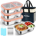 XIANKE Stainless Steel Bento Box Set, 3 Pack, 27oz