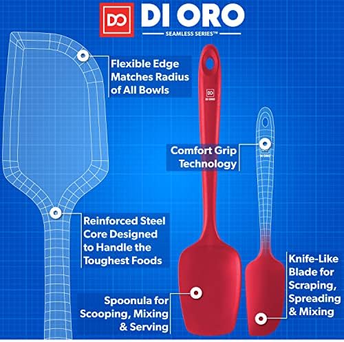 DI ORO 3-Piece Red Silicone Spatula Set