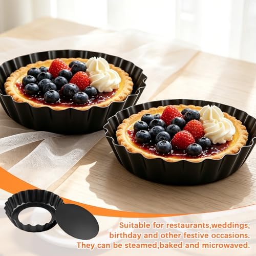 16 Pcs Mini Tart Pans Egg Tart Molds with Removable Bottom Round