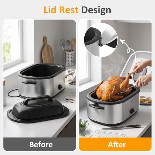 Sunvivi 28QT Electric Roaster Oven with 3 Buffet Server for 30lb Big