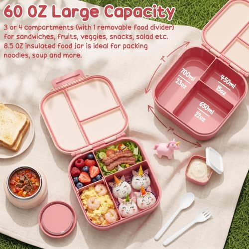 Fimibuke Kids Bento Lunch Box w/ 8.5oz Thermo Food Jar, Insulated