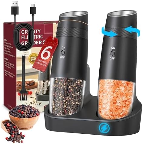 Rechargeable Salt and Pepper Grinder Set, USB-C