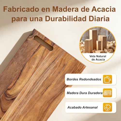 Acacia Wood Cutting Board Set of 3 with Stand, Multi-Size Wooden