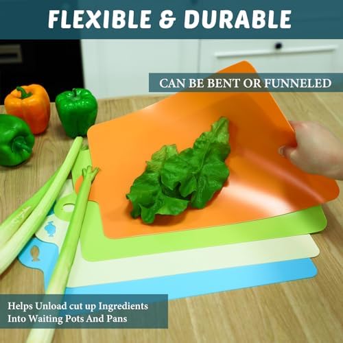 Meanplan 20 Pcs Flexible Cutting Board Mats, Plastic Non Slip Extra