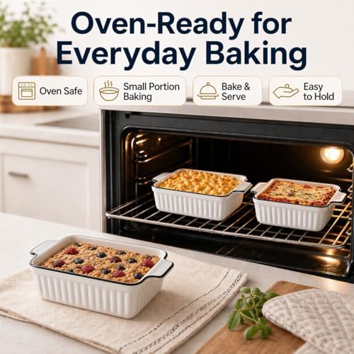 12 Oz Casserole Dish, Ceramic Baking Dishes Sets of 4, Small Casserole
