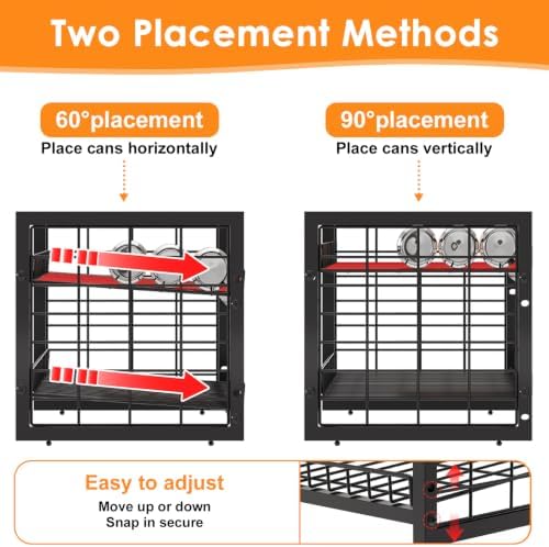 JKsmart 2-Tier Stackable Can Organizer, Extra-Long Can Rack for Pantry Storage, Adjustable Can Dispenser Holds Up to 64 Cans, 12mm Metal Frame, Super Sturdy Holders for Various Canned Food Soda-2 Pack