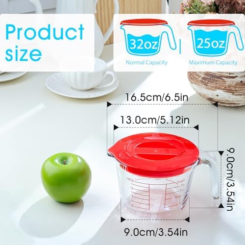 NUTRIUPS 2-Cup High Borosilicate Glass Measuring Cup with Lid for