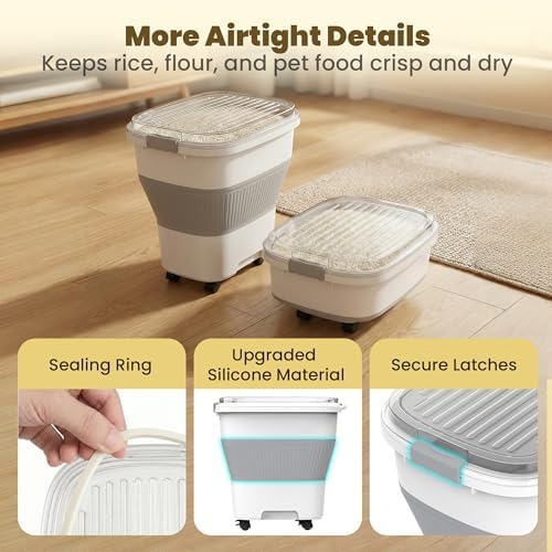 HOYTAMDAR 50 Lbs Collapsible Airtight Rice Container