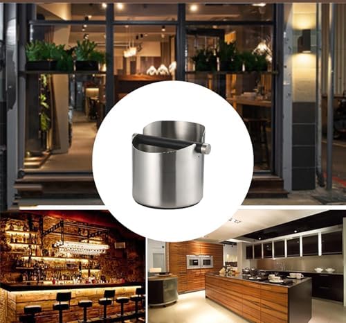 Espresso Knock Box, Stainless Steel Coffee Grounds Container with