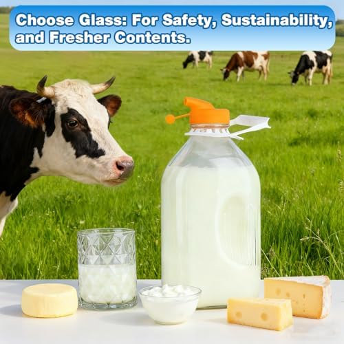 CARBLIN 64 oz Glass Milk Bottle with Lid, 2 Quart Water Pitcher with