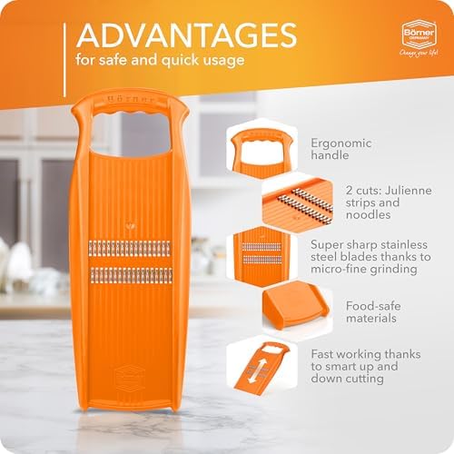 BORNER Roko PowerLine Vegetable Grater, Orange